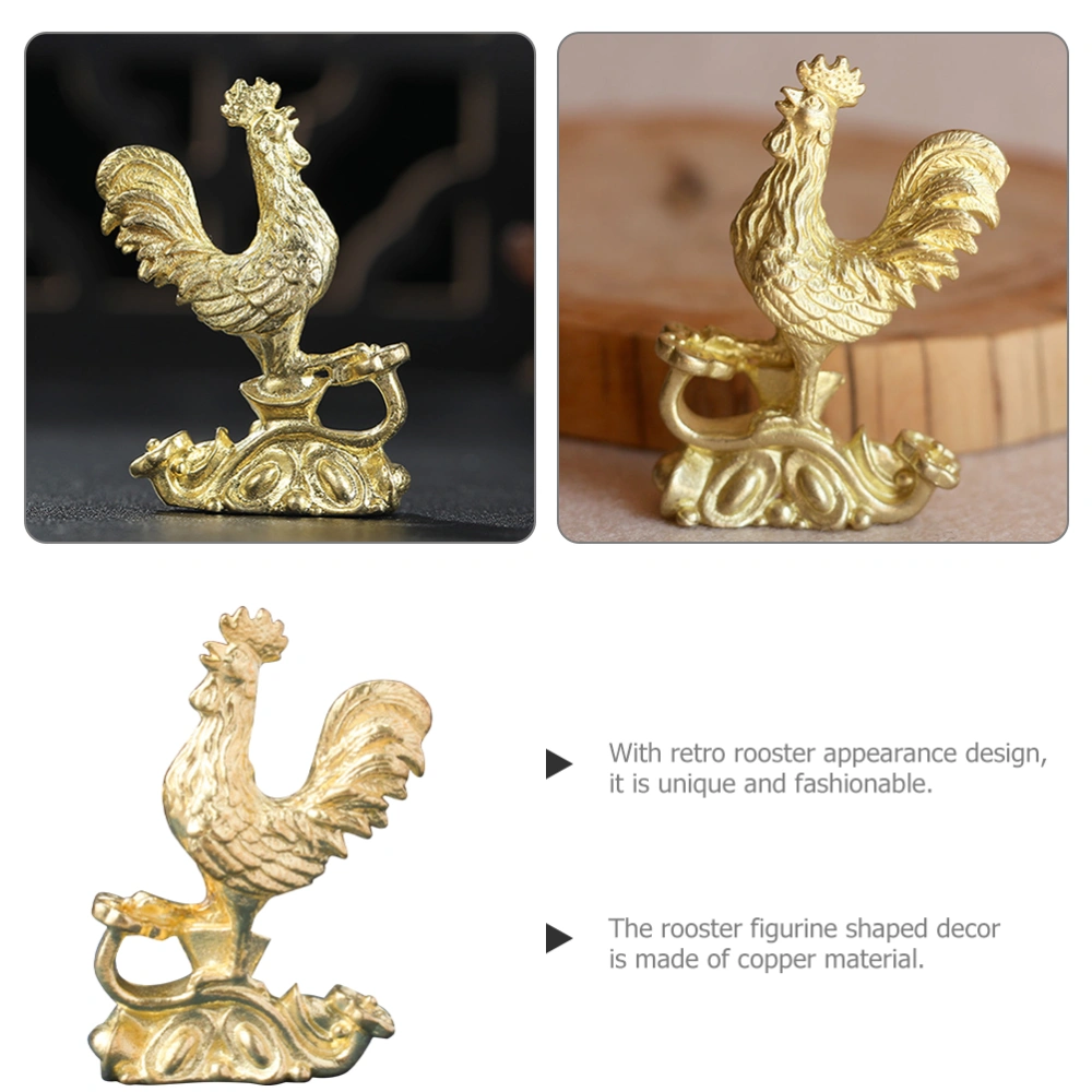 Copper Craft Rooster Figurine Antique Chicken Statue Sculpture Small Chicken-shape Decoration