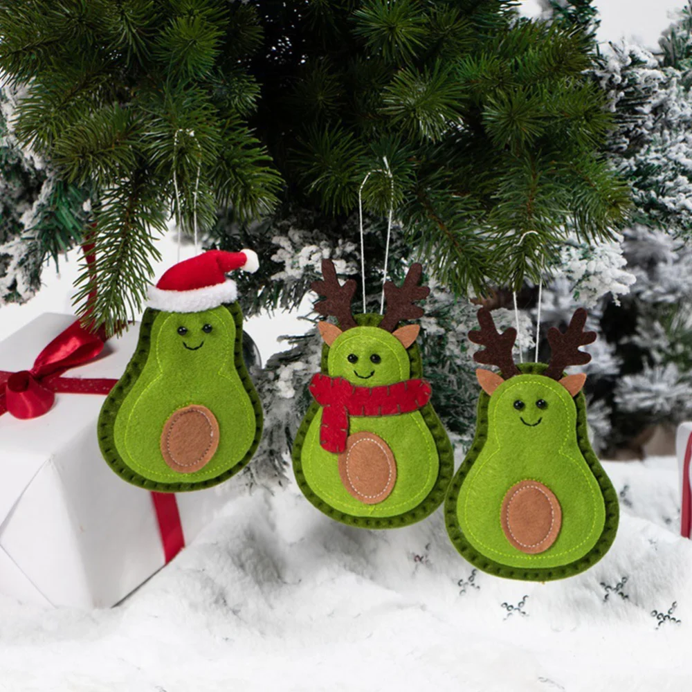 3Pcs Christmas Hanging Pendant Adorable Avocado Hanging Pendants Christmas Tree Hanging Ornaments Party Decoration