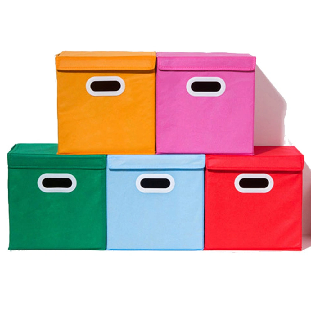 Clothes Storage Bin with Lid Folding Storage Baskets with Plastic Handle for Laundry Books Daily Articles(Pink)