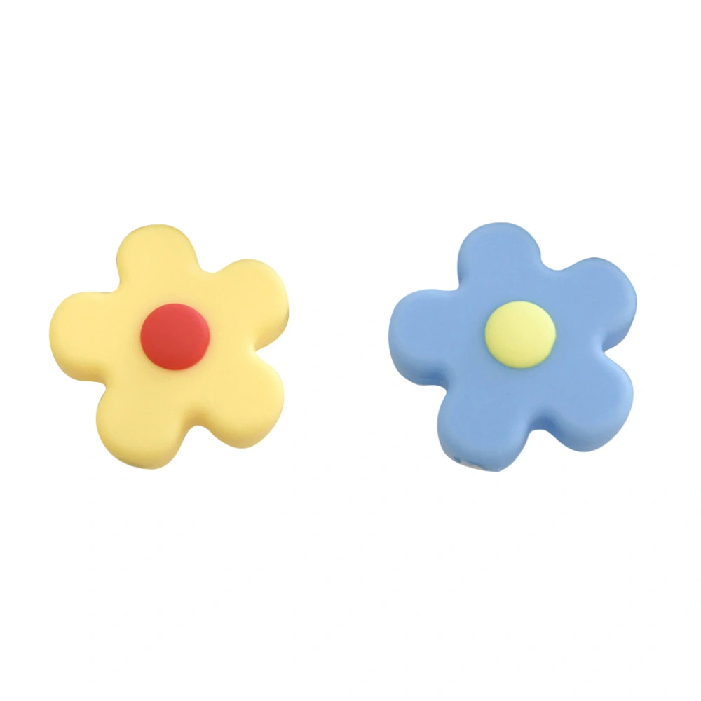 2pcs Silicone Flower Shape Cable Sleeve Cable Protective Cover Data Line Protector Phone Accessory (Yellow)