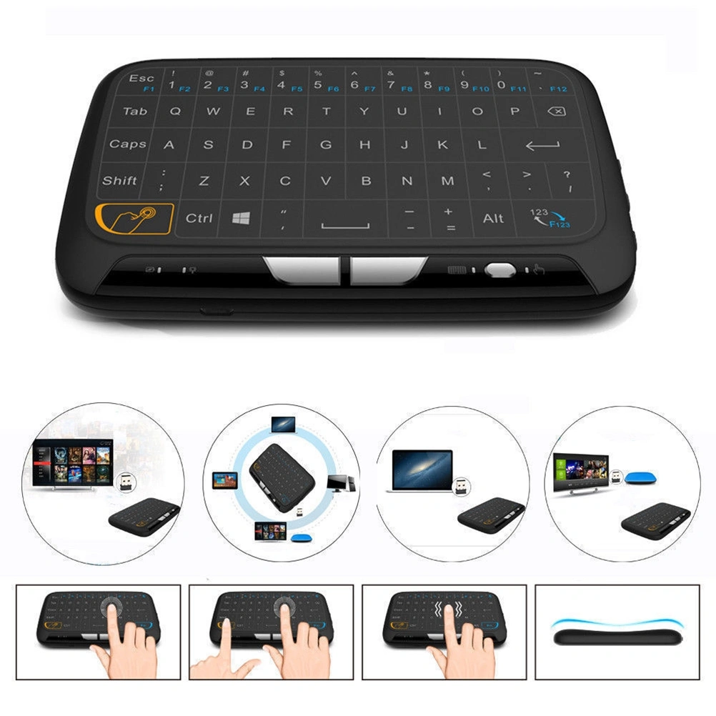 H18 2.4GHz Wireless Touchpad QWERTY Keyboard Air Mouse Full Touch Screen Keyboard Touch Pad with Backlight For Smart TV Android TV Box PC Xbox3 PS4 Windows (H18 Backlight Version)