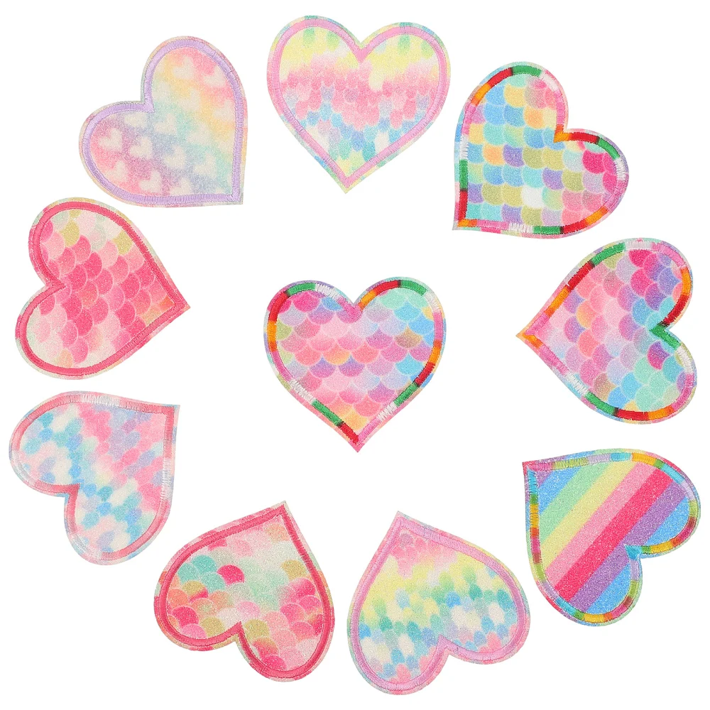 10pcs Heart Shaped Patches Delicate Clothing Sewing Patches Iron On Applique