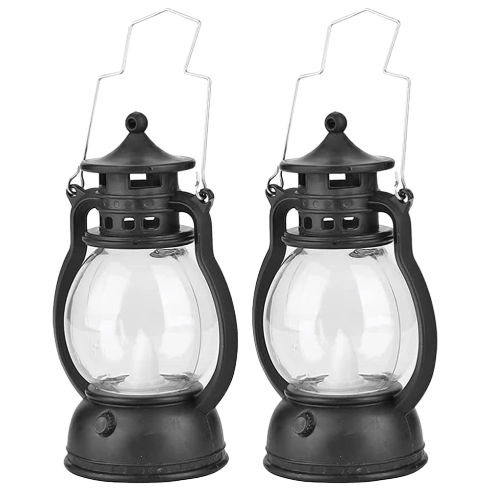 2pcs LED Kerosene Lamp Handles Vintage LED Kerosene Lamp Ornament No Battery