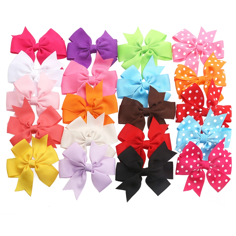 TINKSKY 20pcs Girls Kids Alligator Clip Hair Bows Ribbon Hair Clips - 15pcs in Pure Color+5pcs with Polka Dot