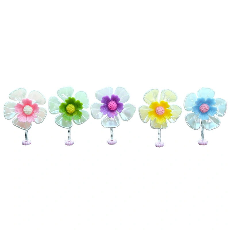 5pcs Car Small Flower Adornments Dashboard Spring Shaking Head Flower Decoration