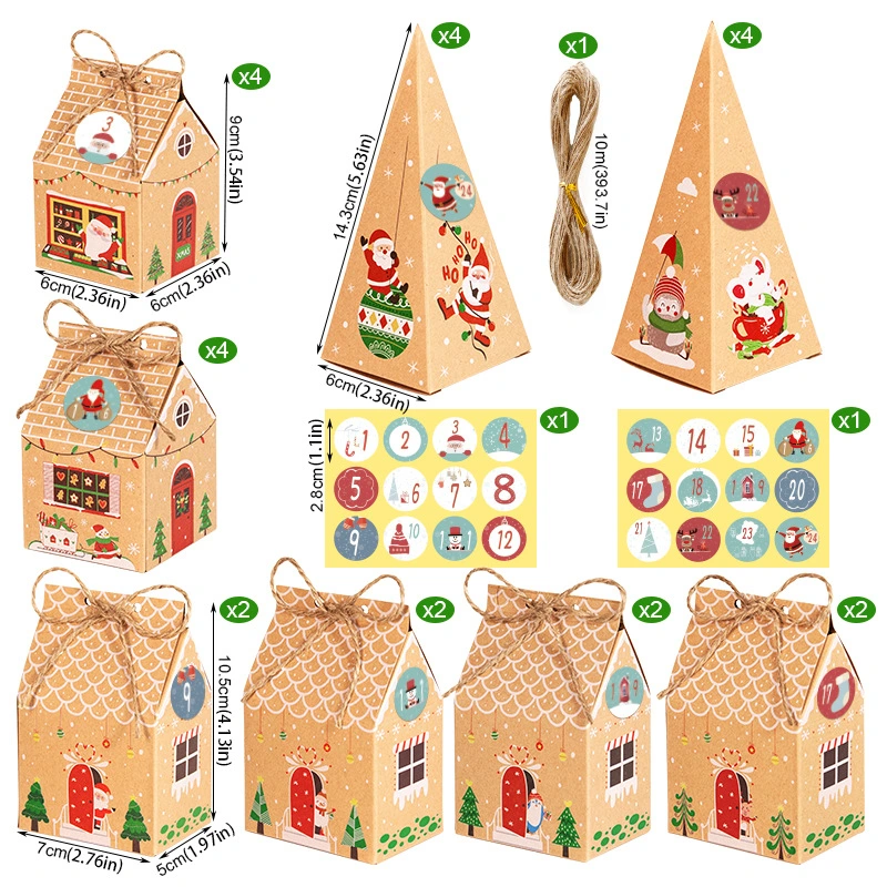 1 Set Christmas Advent Gift Boxes Xmas Countdown Treats Box Empty Advent Gift Boxes