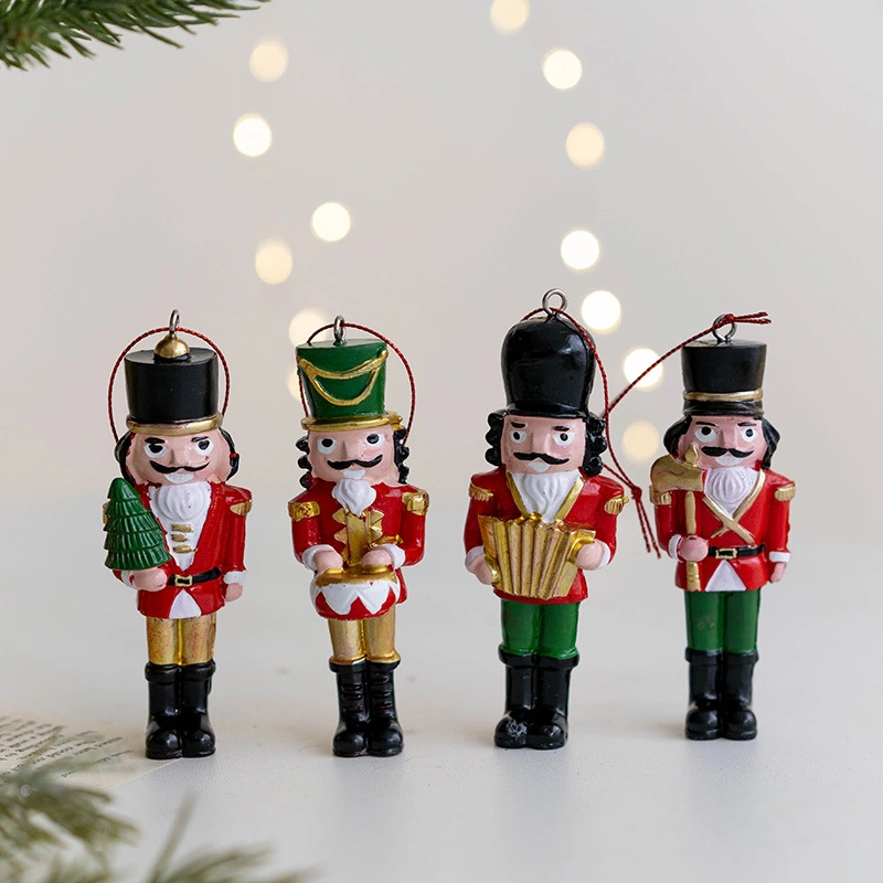 2pcs Small  Nutcracker Pendant Resin Craft Nutcracker Puppet Hanging Nutcracker Decor