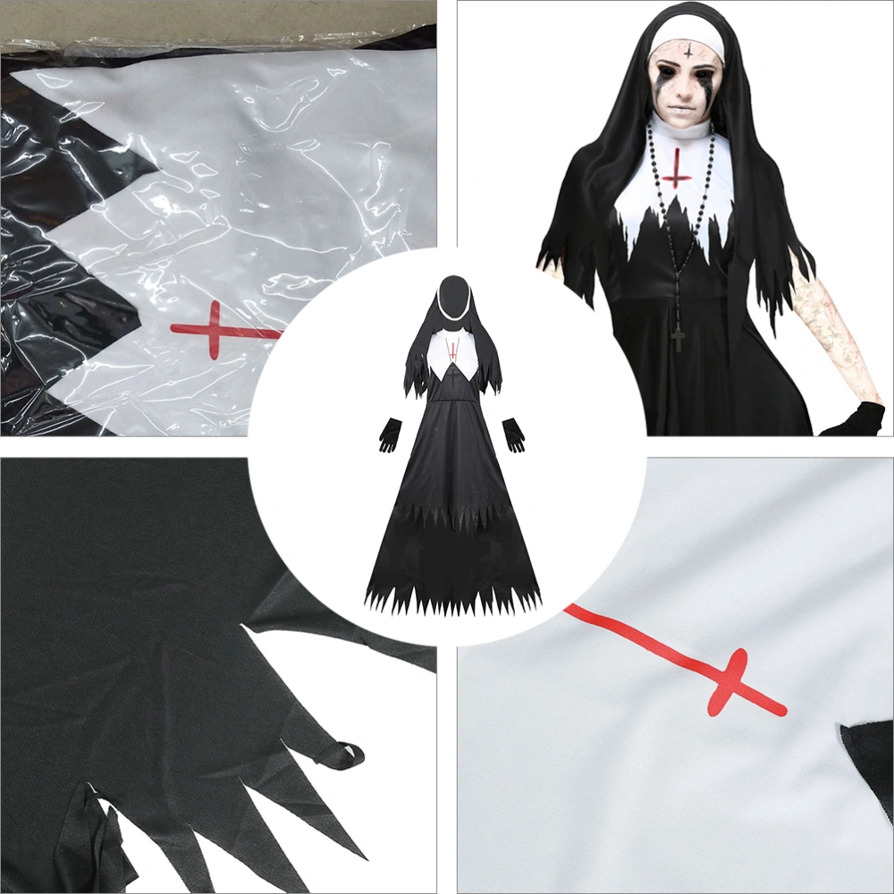 1PC Halloween Nun Clothing Adult Costume Party Scary Party Uniform Prop