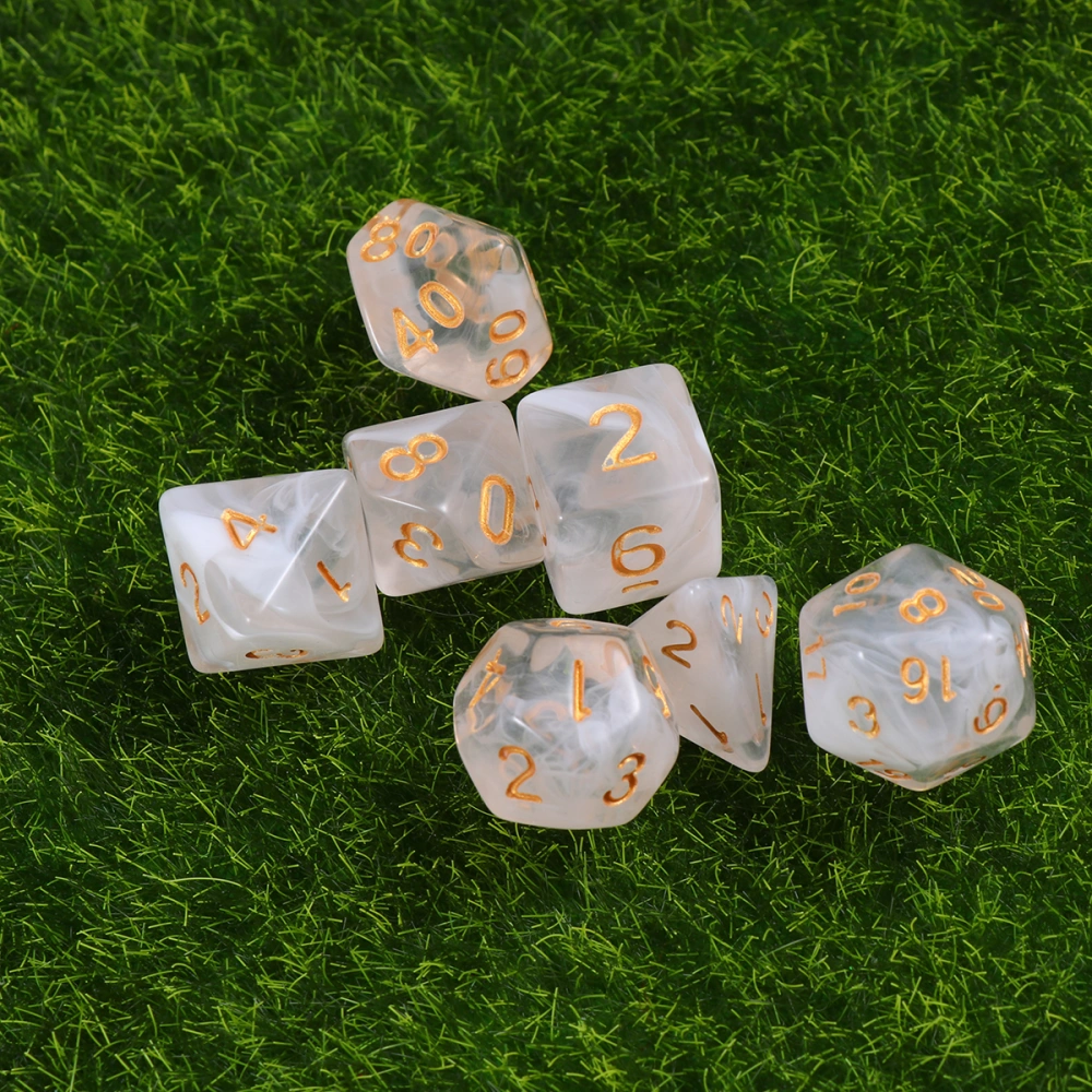 7PCS Clear Acrylic Polyhedral Number Dice Leisure and Entertainment Prop Game Dice (Golden Number)