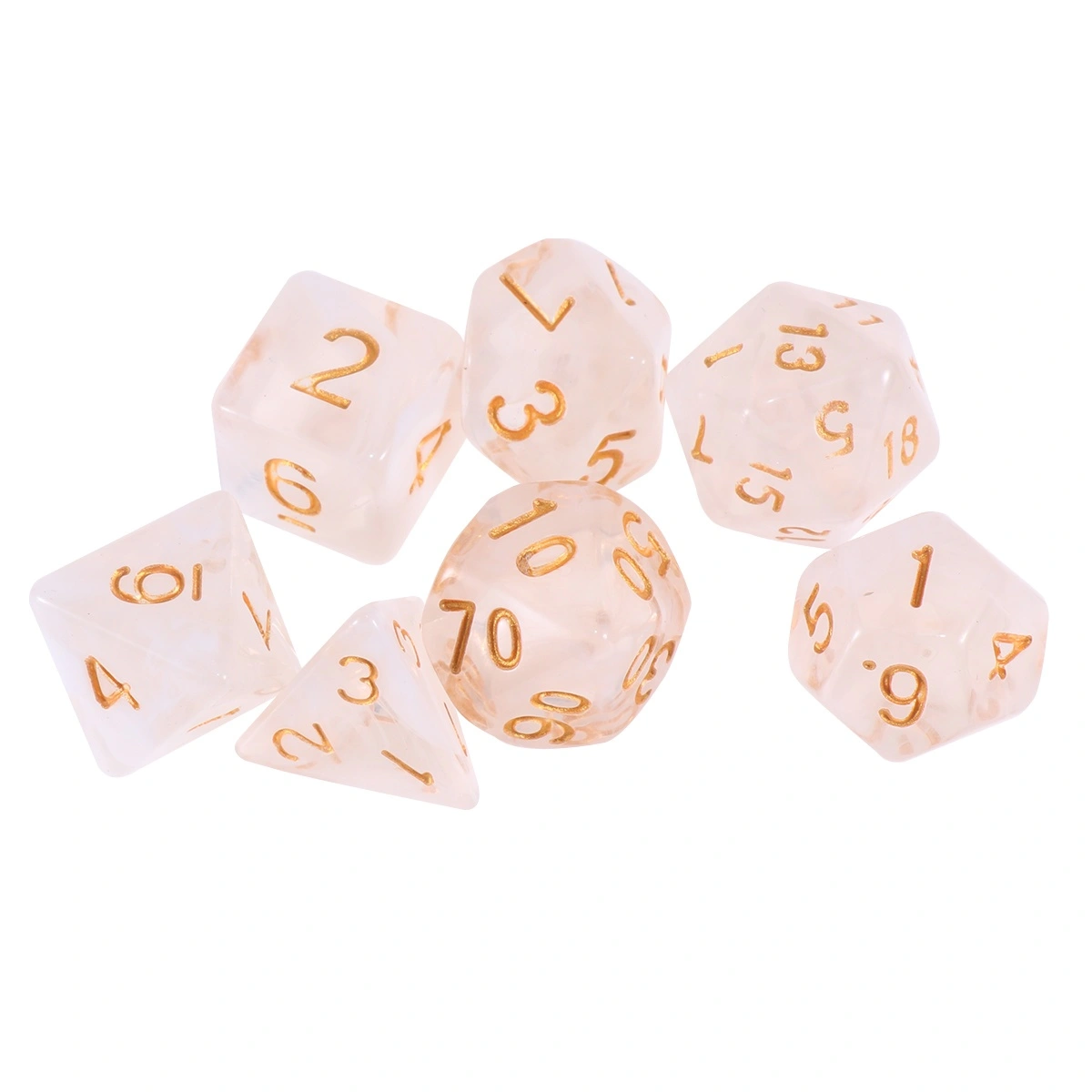 7PCS Clear Acrylic Polyhedral Number Dice Leisure and Entertainment Prop Game Dice (Golden Number)