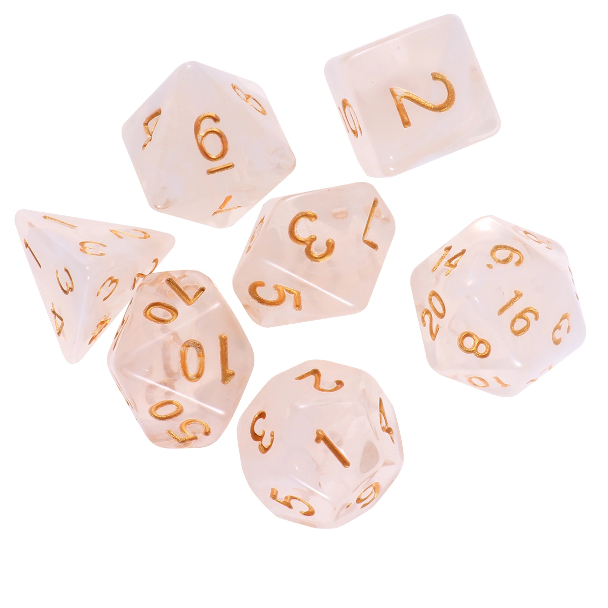 7PCS Clear Acrylic Polyhedral Number Dice Leisure and Entertainment Prop Game Dice (Golden Number)