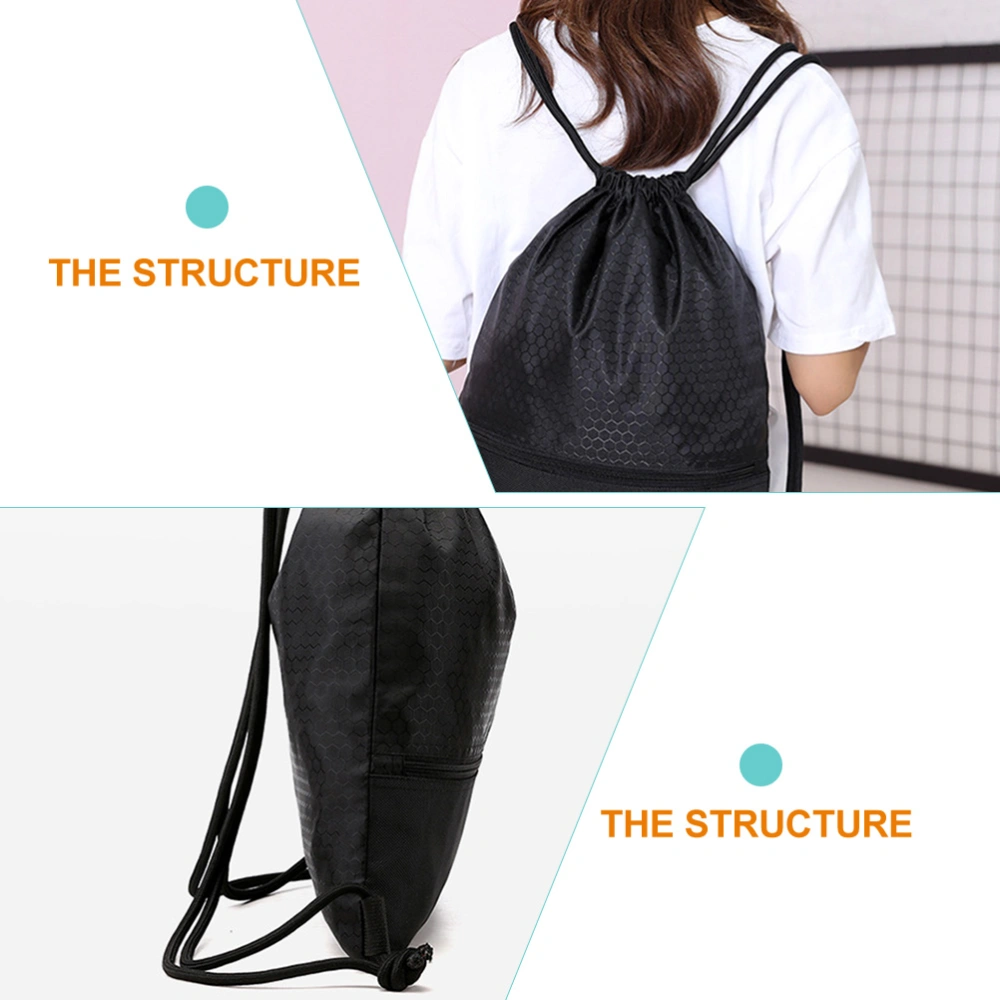 Drawstring Fitness Bag Sports Drawstring Backpack Swimming Drawstring Bag with Zipper Pocket