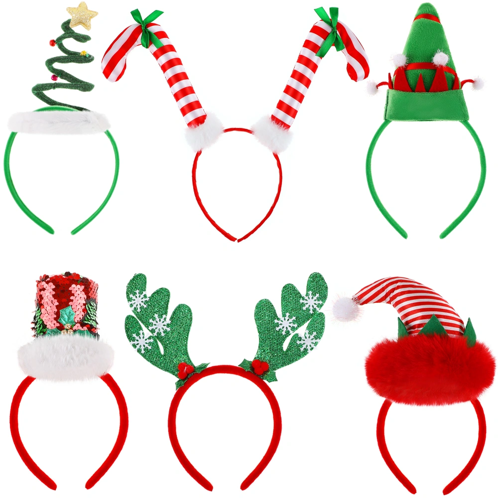 Lurrose 6pcs Christmas Hairbands Festival Hair Hoops Headdresses Christmas Hair Accessories Decorative Headbands