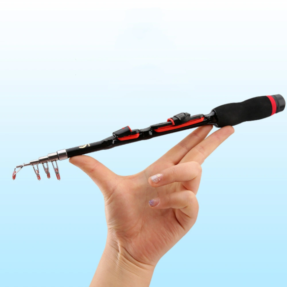 Telescopic Fishing Rod Folding Pole Portable Fishing Accessory Fishing Suplies for Fish Lover (Black, 1 Meter)