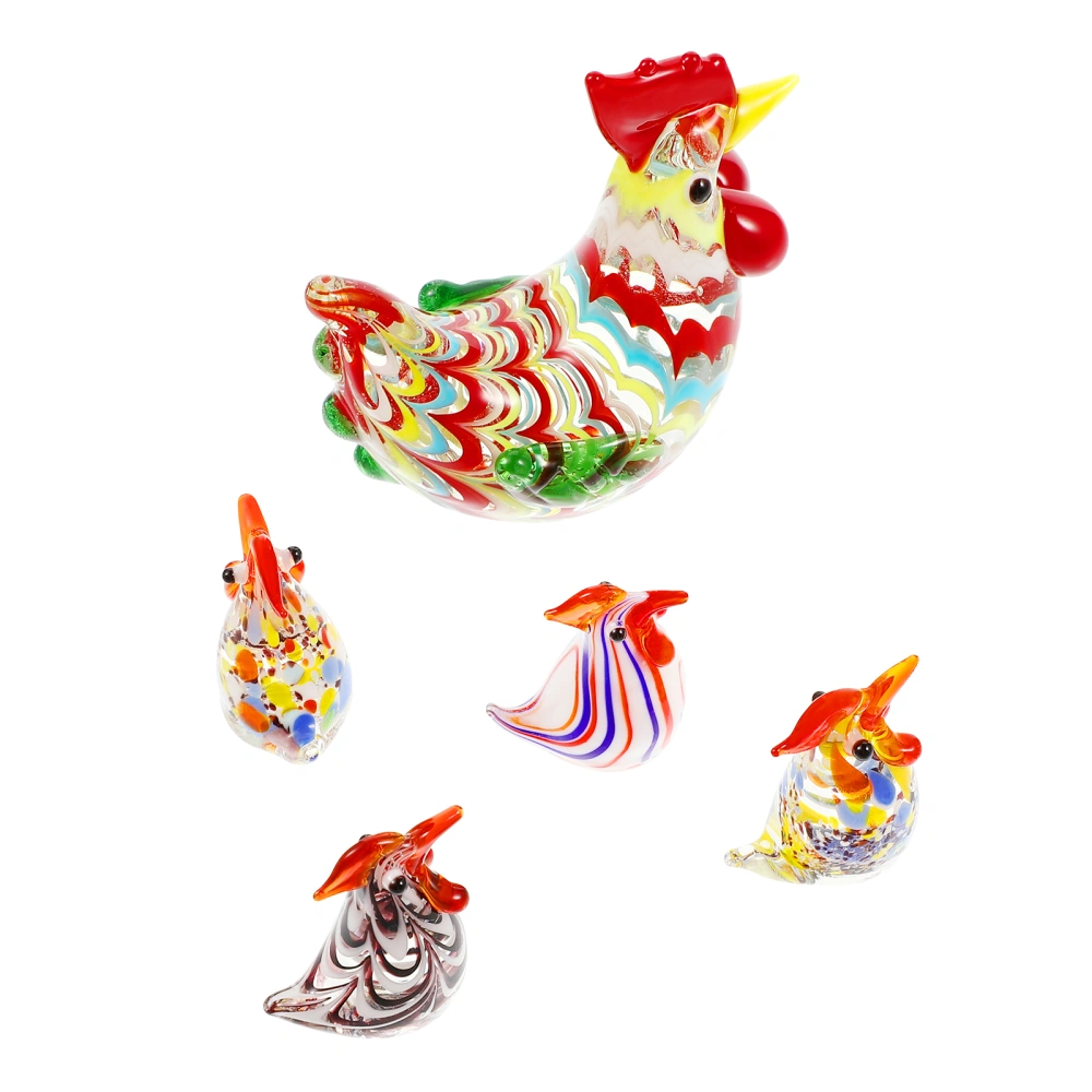 5pcs Rooster Shaped Ornaments Rooster Chicken Figurine Decorative Animal Models Desktop Rooster Ornaments