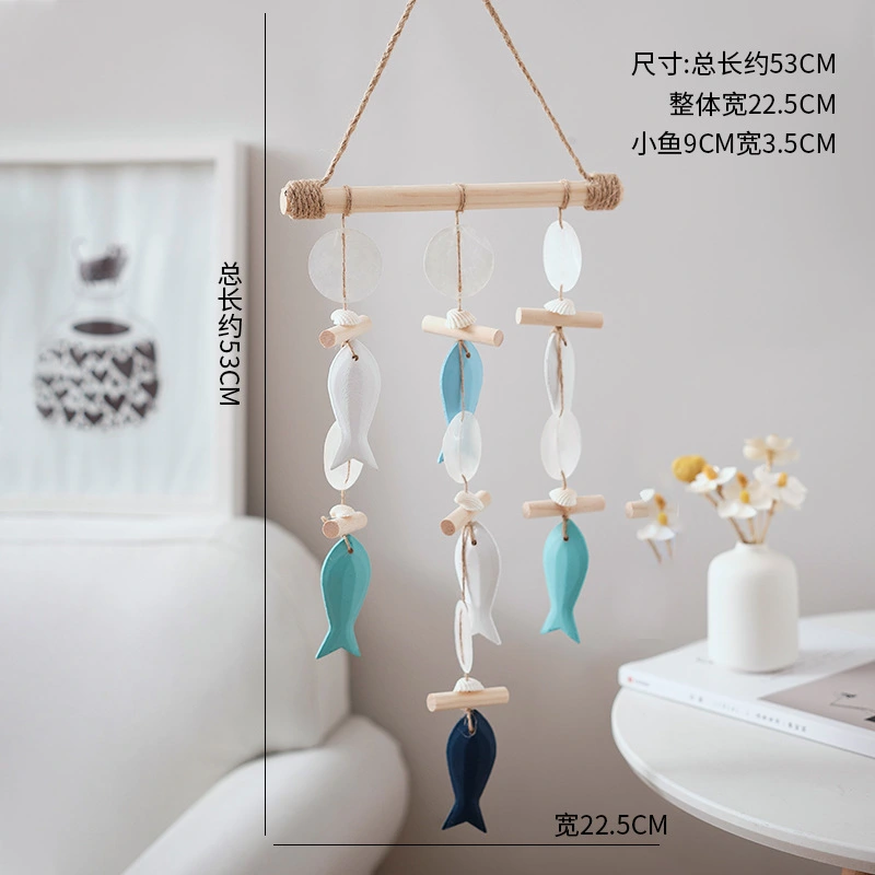 Mediterranean Style Wind Chime Pendant Wall Art Fish Seashell Decor Wall Hanging Wind Chime Pendant