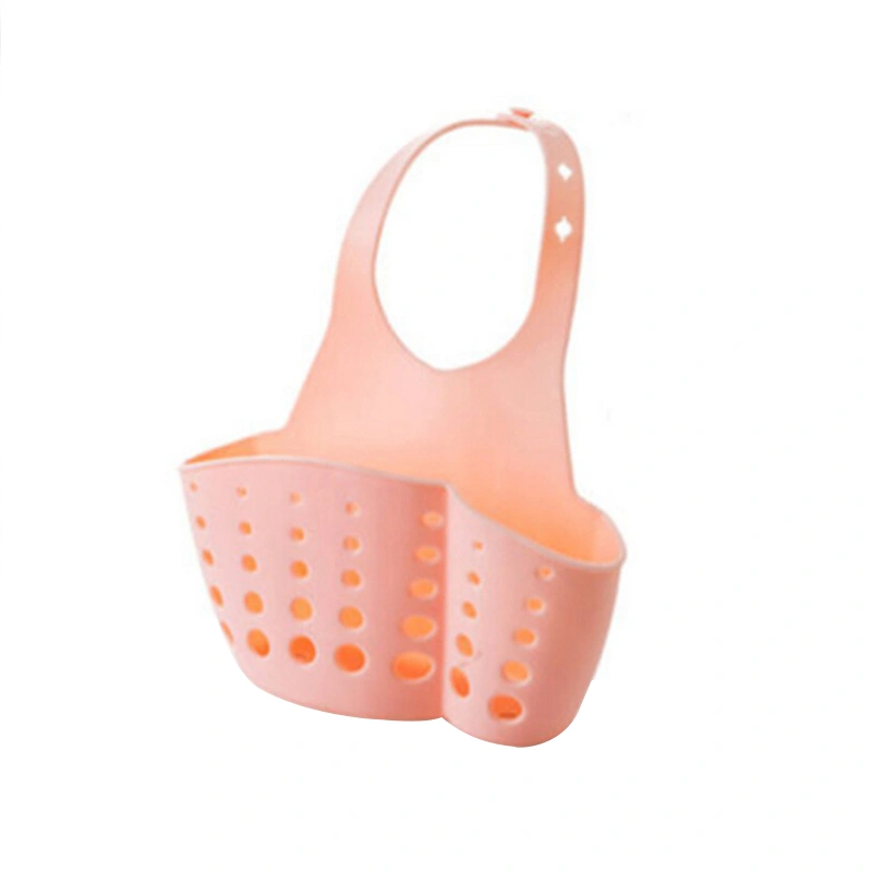 Sink Hanging Storage Drain Bag Basket Bath Storage Gadget Tools Sink Holder Sponge Storage Rack Basket (Pink)