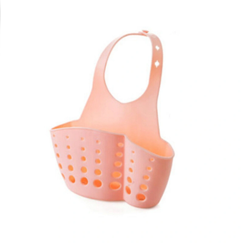 Sink Hanging Storage Drain Bag Basket Bath Storage Gadget Tools Sink Holder Sponge Storage Rack Basket (Pink)