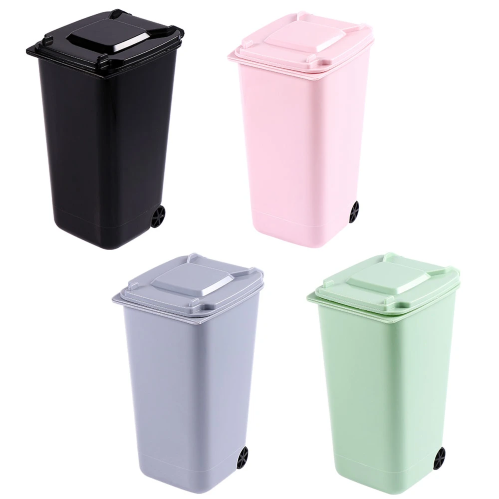 4Pcs Desktop Garbage Barrels Creative Trash Cans Rubbish Bins (Random Color)