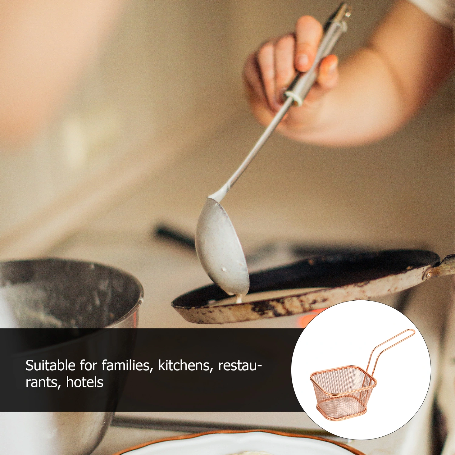 1pc Frying Basket Durable Food Fried Basket Stainless Steel Fry Basket