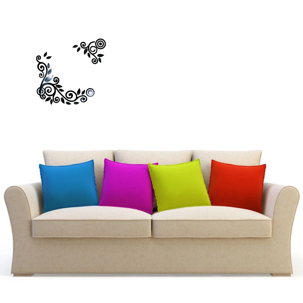 Flower Rattan Acrylic 3D Crystal Mirror Wall Sticker Home Porch Background Wall Sticker (Black)