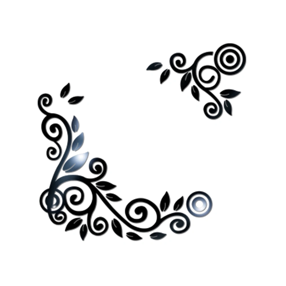 Flower Rattan Acrylic 3D Crystal Mirror Wall Sticker Home Porch Background Wall Sticker (Black)
