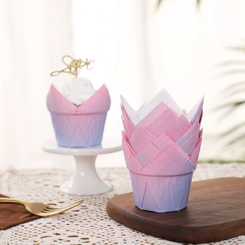 50pcs Tulip Baking Cups Cupcake Muffin Liners Paper Cups Decorative Pastry Wrappers