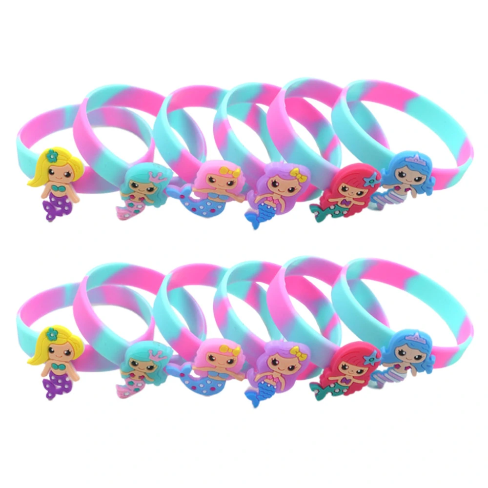 20pcs Mermaid Bracelet Children Silicone Wristbands Fashion Bracelet Party Accessories Hand Decoration Hand Ring Random Color