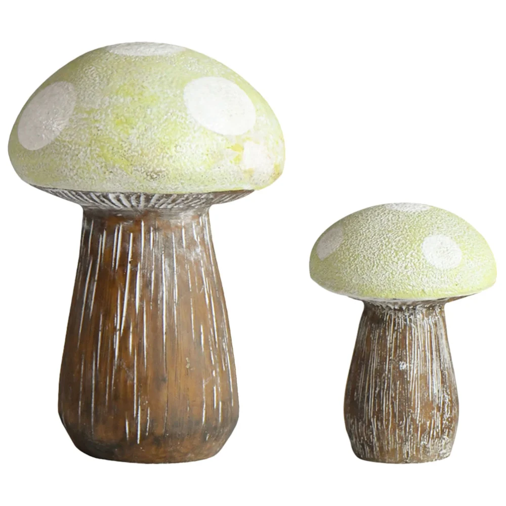 2Pcs Mushrooms Figurines Mushroom Model Ornaments Artificial Mushroom Statue Accessories