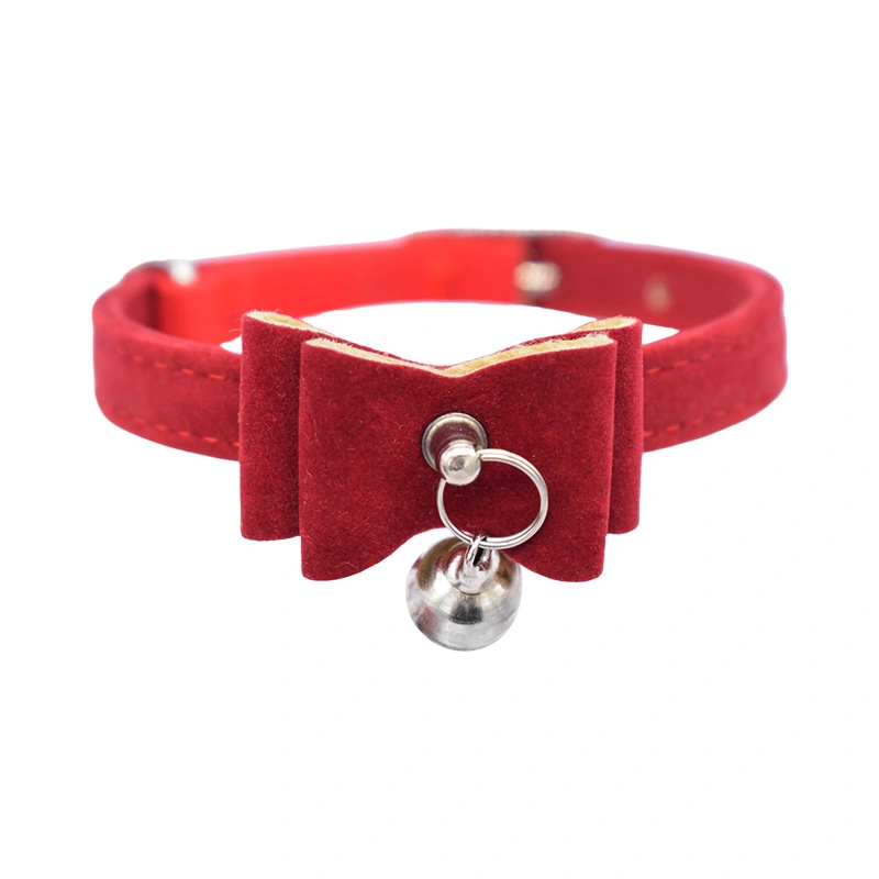 4pcs Pet Collar with Bell Adjustable Puppy Collar Bow Collar Puppy Supplies