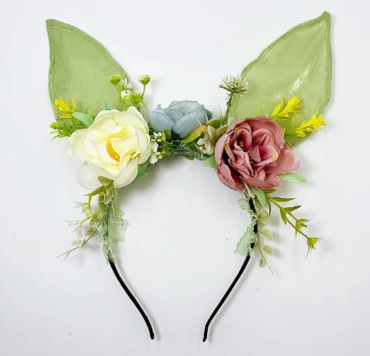 Bunny Ears Headband Floral Headband Rabbit Ears Floral Headwear Festival Hair Accessory