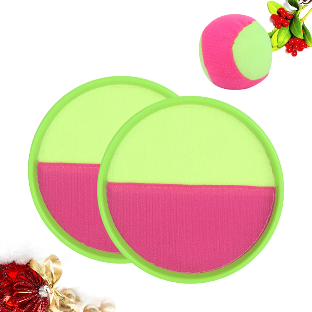 18.5cm Toss Catch Ball Set Sticky Sucker Gloves Throw Ball Set Toys Outdoor Parent-Child Interaction Game Leisure Sports (Green)