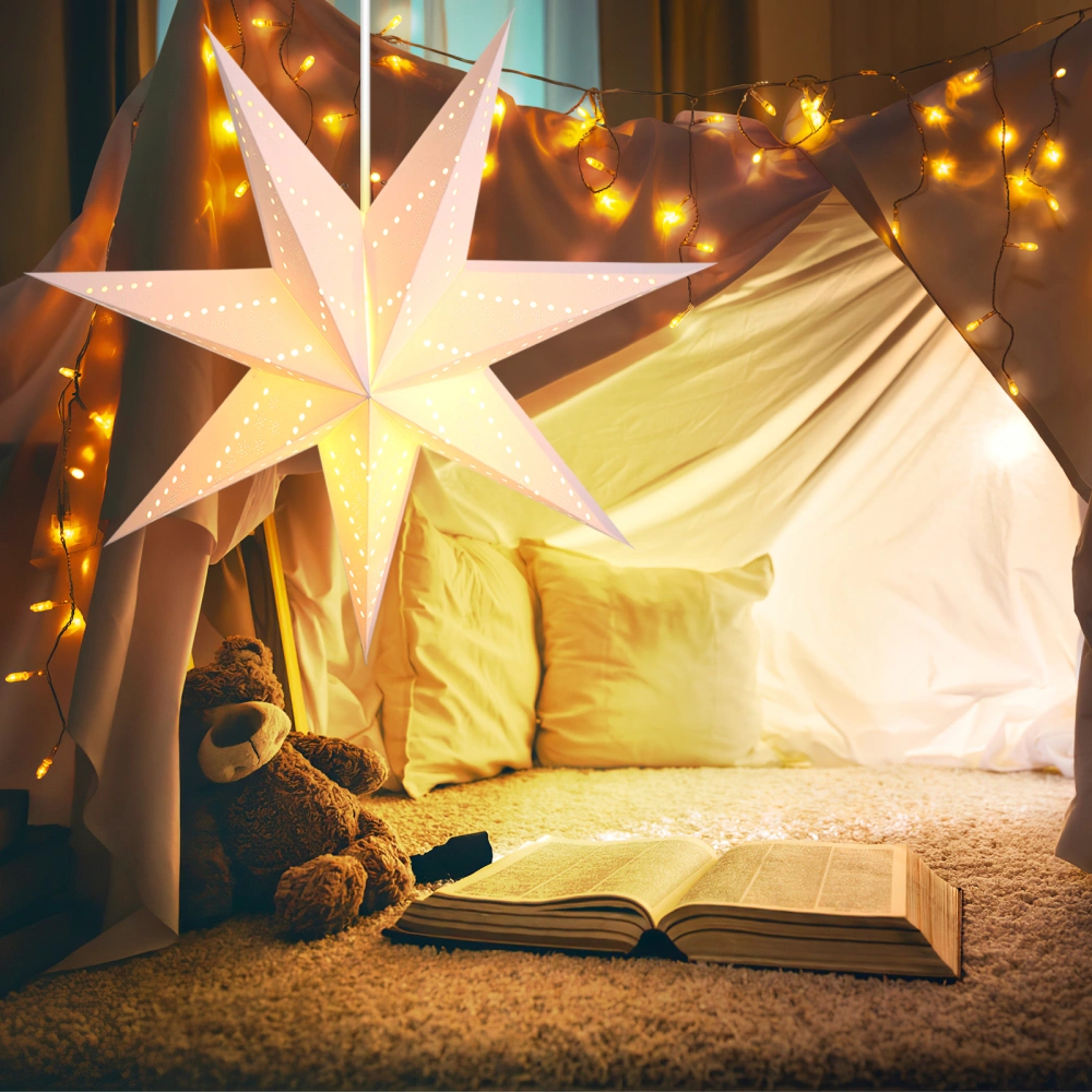 Paper Star Lantern Decorative Paper Star Lantern Cover LED Light Party Lantern(EU Plug)