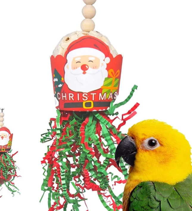 Christmas Bird Cage Suspending Toy Parrots Chewing Toy Pet Bird Biting Toy Birdcage Hanging Decor