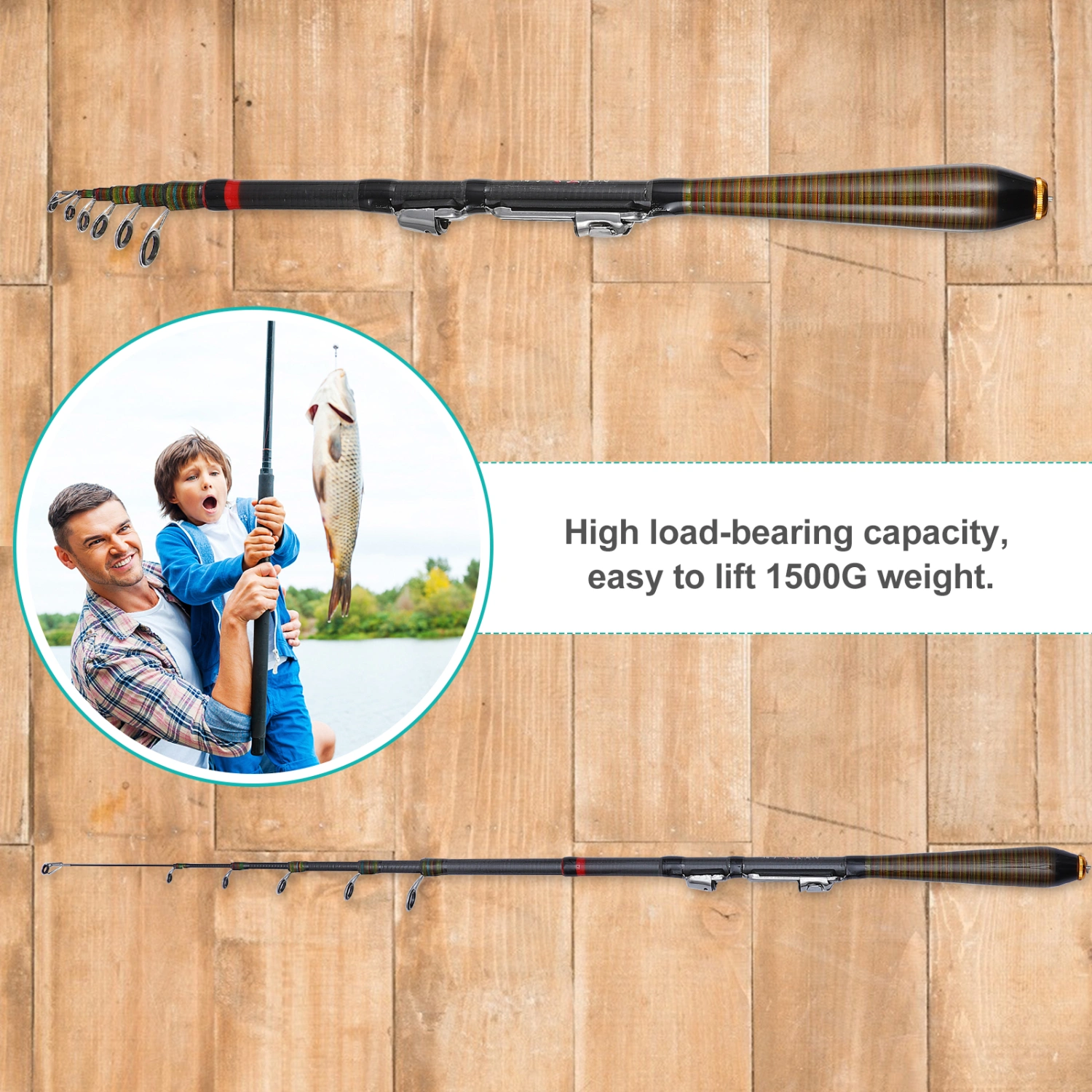 1pc Portable Fishing Pole Lightweight Carbon Fishing Rod Fishing Accessory
