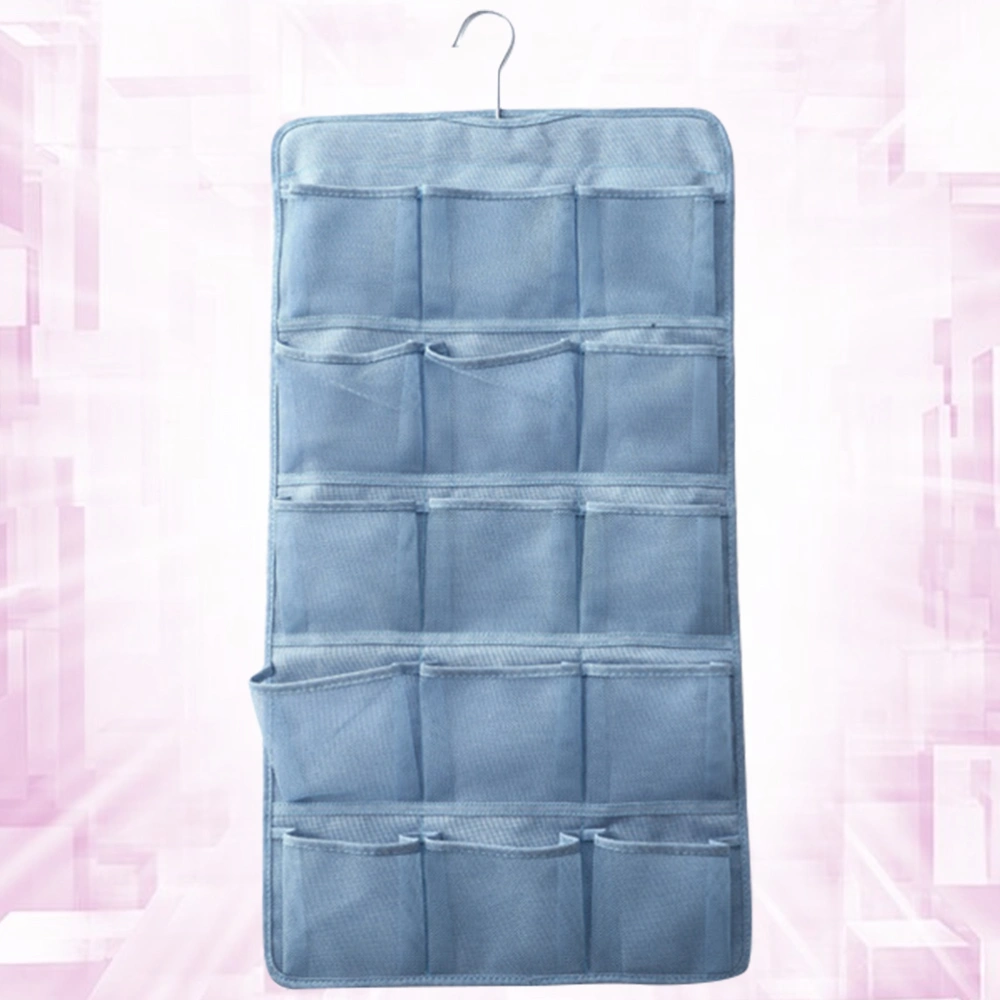 Double Sided Underwear Bag Wardrobe Storage Pouch Underwear Briefs Hanging Bag Home Storage Bag (Blue)