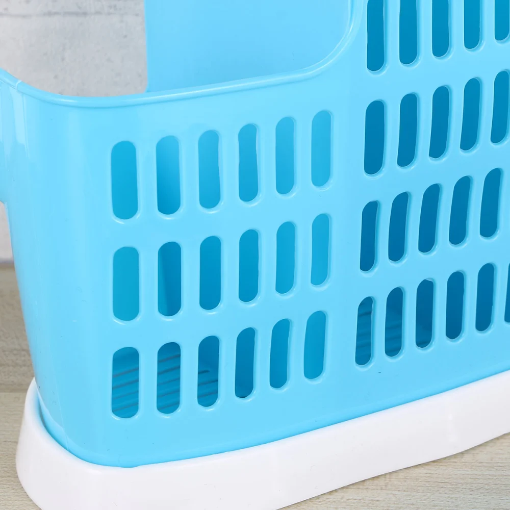 Kitchen Draining Chopsticks Holder Punch Free Spoon Chopsticks Cutter Storage Rack Spoon Container Plastic Tableware Storage Rack for Home Store Restaurant (Blue)