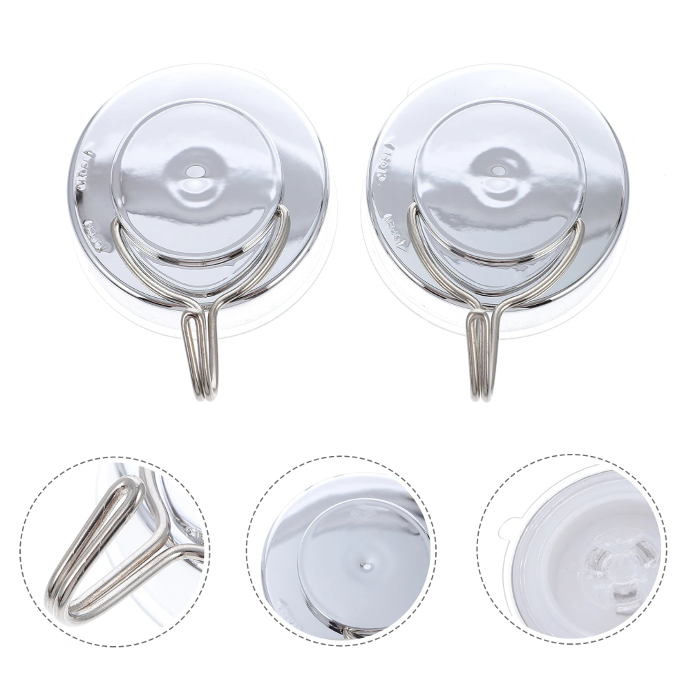 2pcs Wall Metal Hooks Suction Cup Hooks for Shower Non-punching Suck Cup Hooks