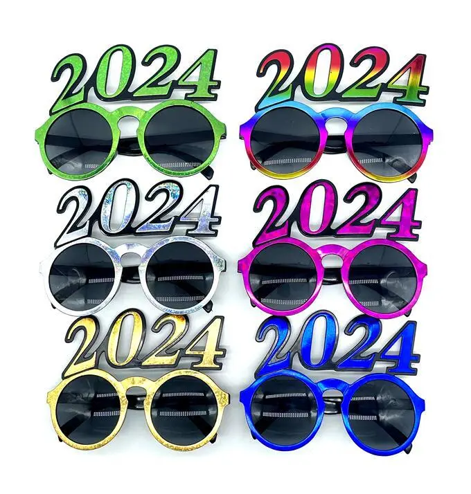 New Year Glasses Prop Plastic Eyeware 2024 Glasses Party Prank Prop Party Supplies