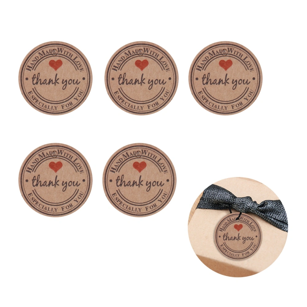 100pcs 3.5cm Round Kraft Paper Thank You Gift Hanging Tags for DIY Craft Birthday Wedding Favor Mother's Day