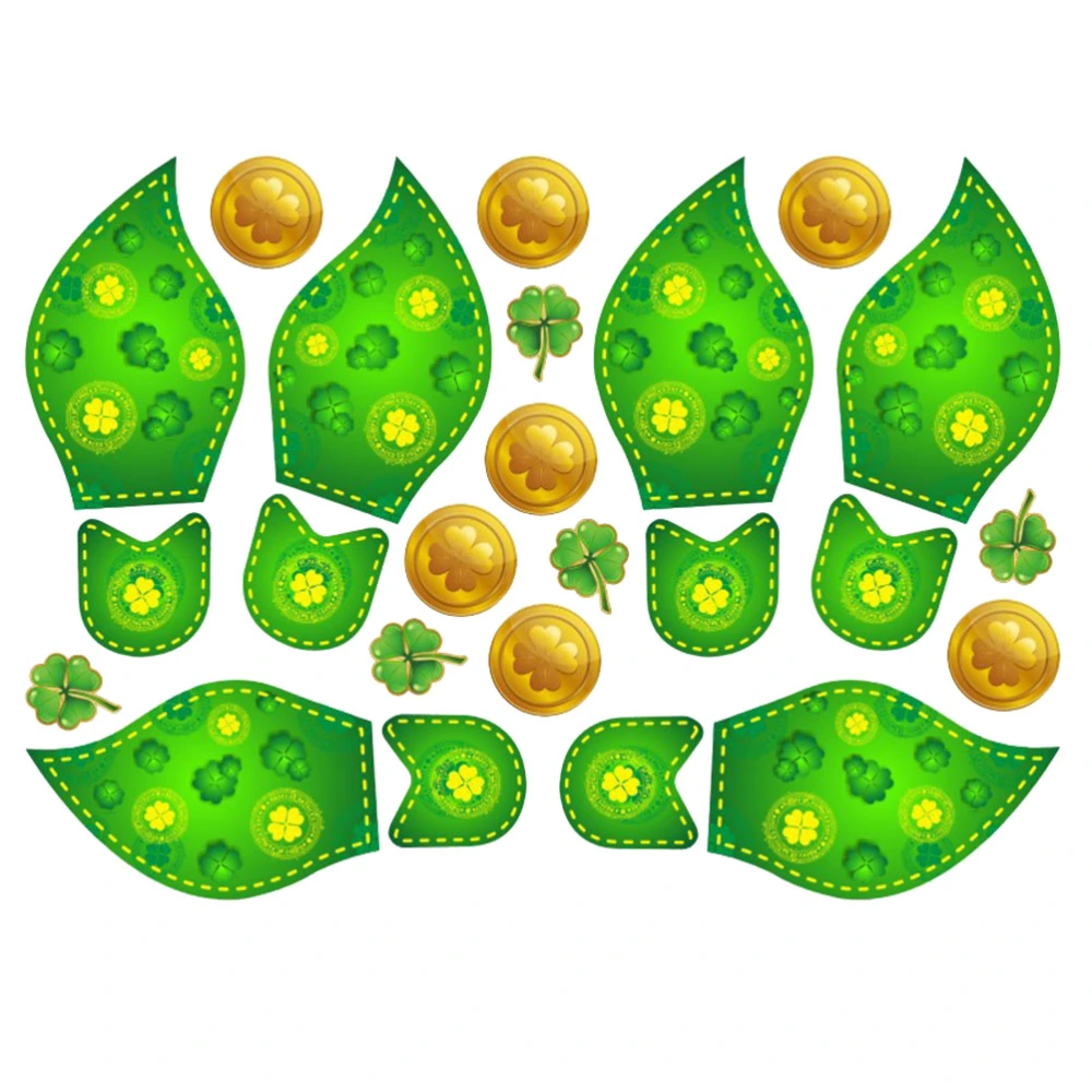 Clover Printing Footprint Sticker Creative Mural Self-adhesive Decal Clover Floor Glass Decoration Accessories for St. Patricks Day DIY Home Decorations Porch Corridor 