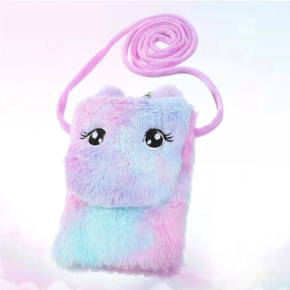 Plush Messenger Bag Unicorn Crossbody Bag Kawaii Purse Cellphone Shoulder Bags for Girls Women Violet