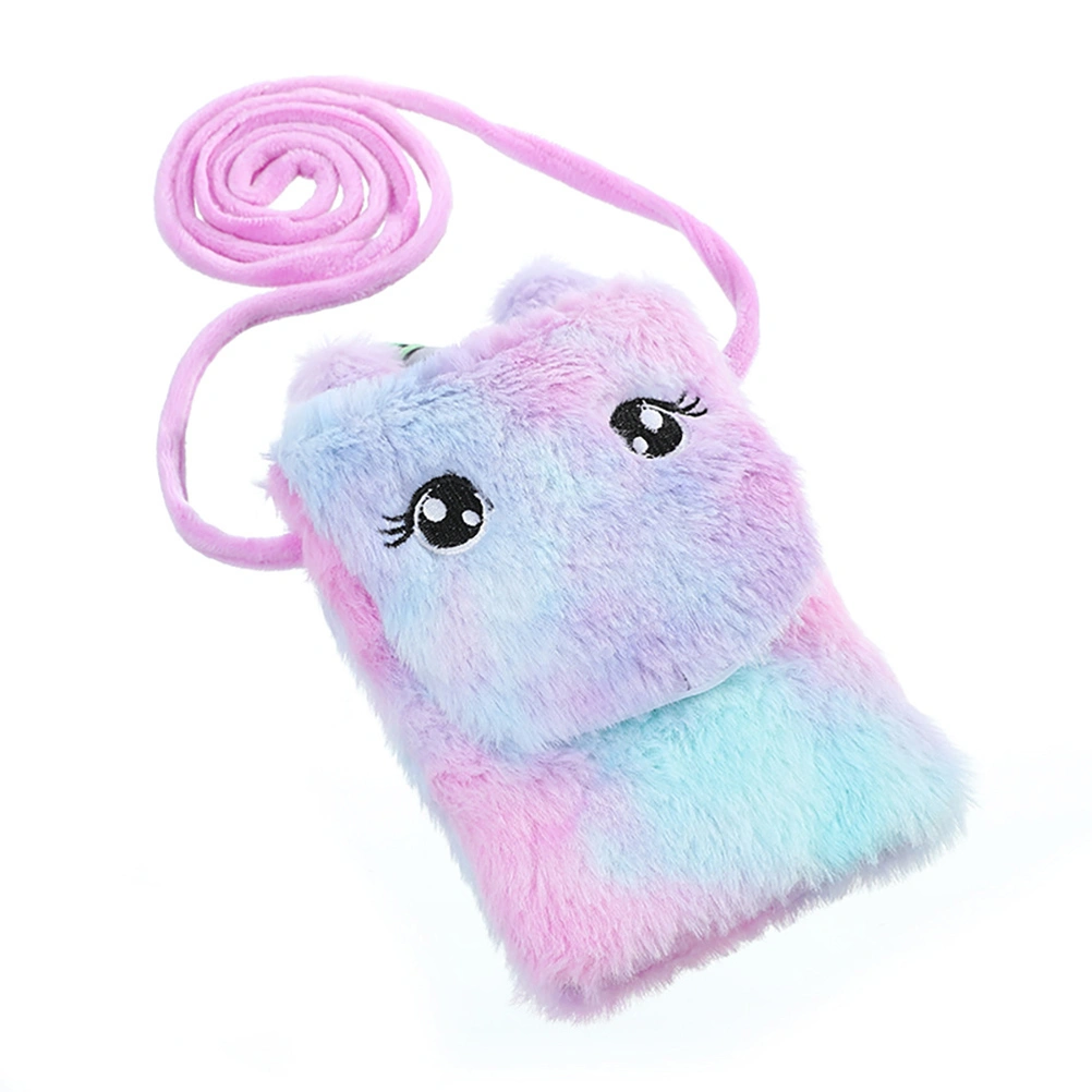 Plush Messenger Bag Unicorn Crossbody Bag Kawaii Purse Cellphone Shoulder Bags for Girls Women Violet