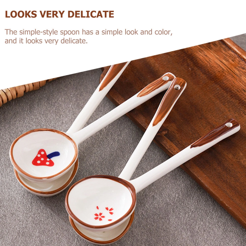 8Pcs Long Handle Spoon Reusable Soup Spoon Ceramic Spoons Porridge Spoon Home Spoons