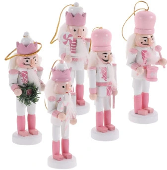 5Pcs Small  Nutcracker Pendants Wooden Nutcracker Decors Hanging Nutcracker Soldier Decor