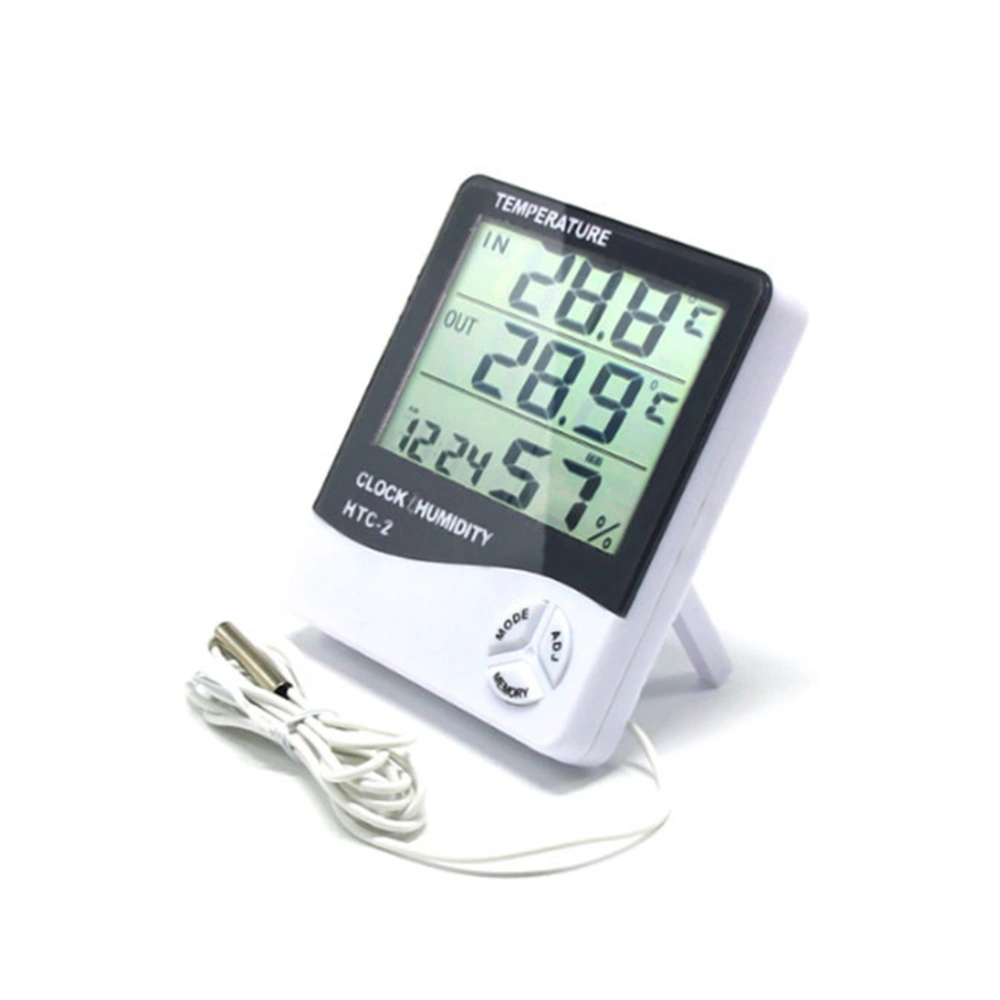 Temperature Humidity Alarm Clock Multifunctional Temperature and Humidity Meter with Detector Head without Battery