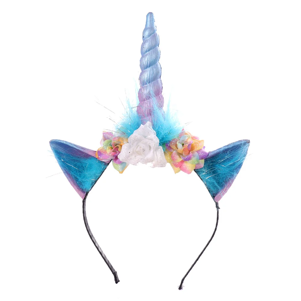 Halloween Unicorn Headband Hairband Hair with Flower Creative Durable for Girls Children