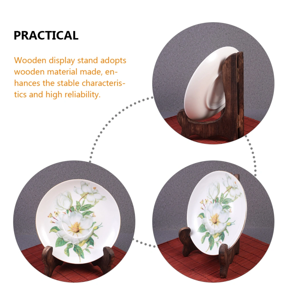 2pcs Plate Display Stand Dish Easel Rack Desktop Display Holder Wood Easels