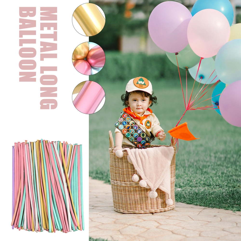 100Pcs Decorative Balloon Latex Long Balloons Photography Props (Random Color)