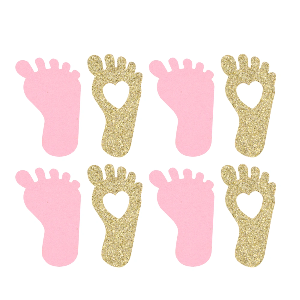 200pcs Baby Birthday Paper Confetti Baby Foot Scatters Baby Shower Party Supplies (Pink+Golden)